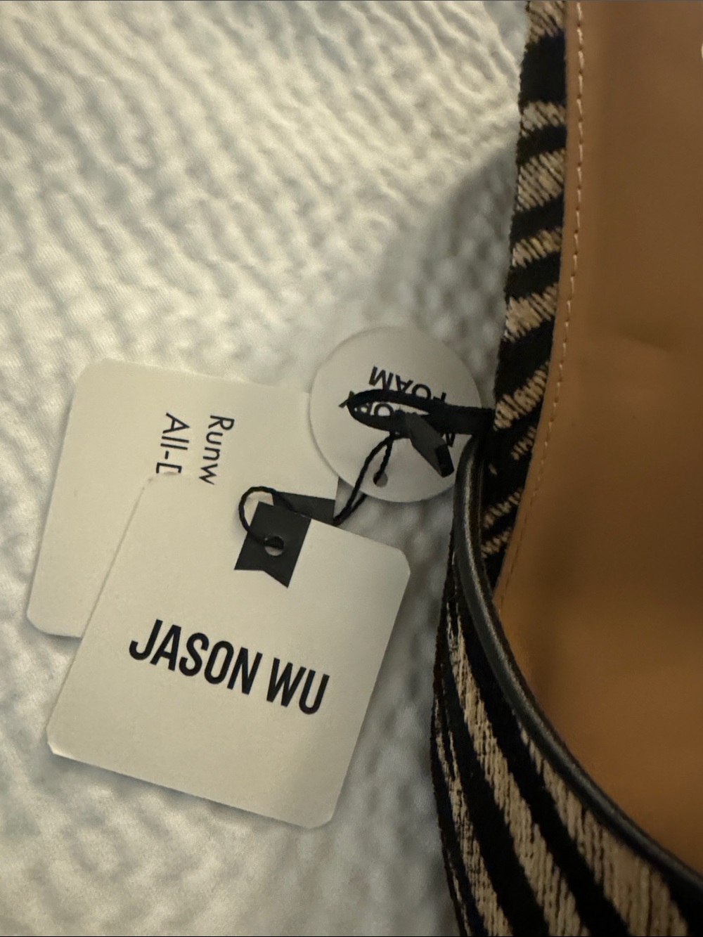 Jason Wu Black & Tan Zebra-Print Slide Mules - Picture 2 of 5